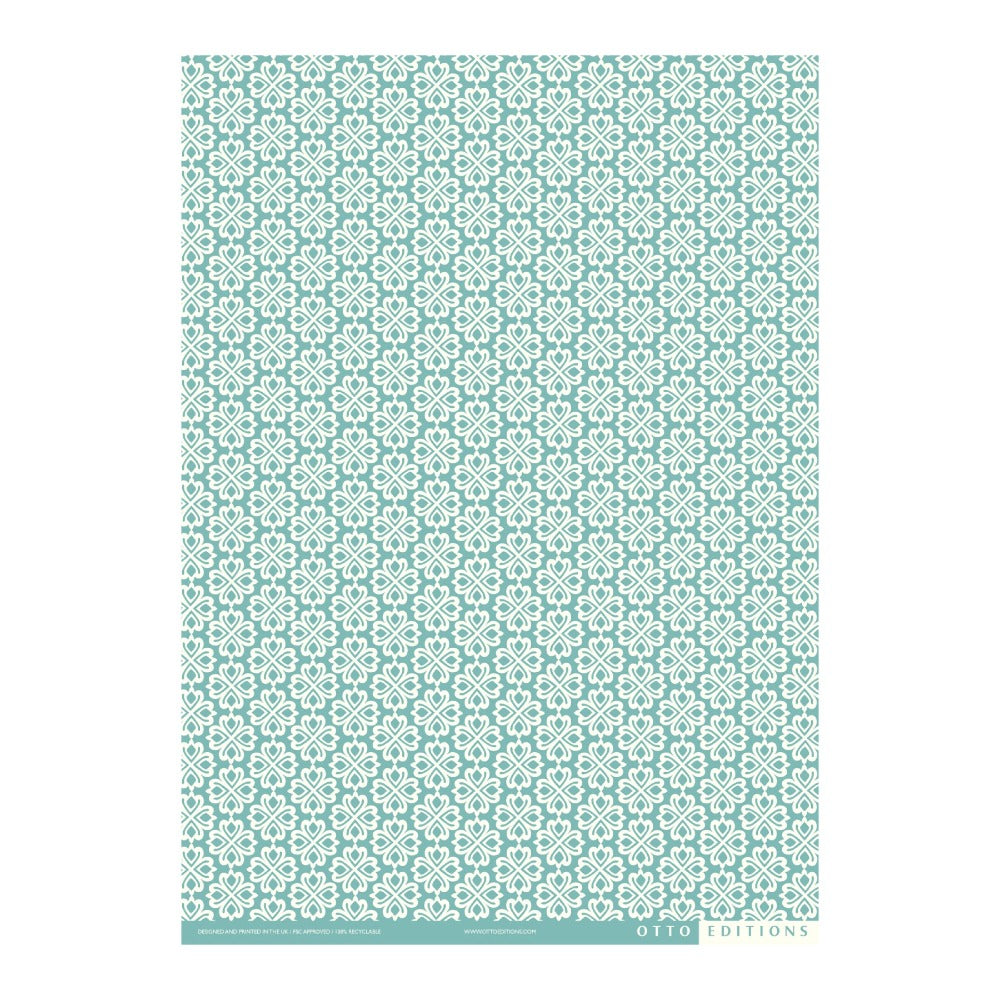 Carved Motif Sea Green Wrapping Paper